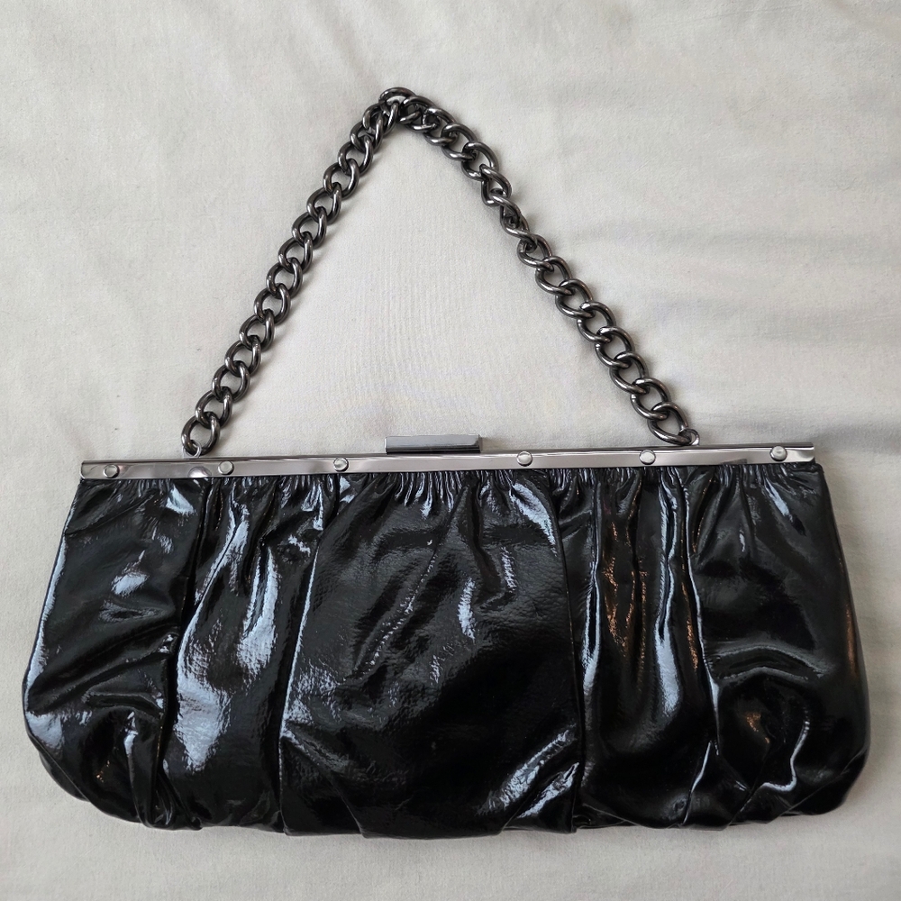 Perlina Black Chain Strap Clutch